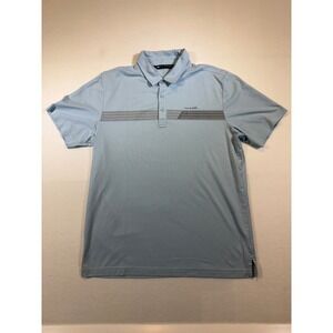 Travis Mathew Mens Polo Shirt Size L Golf Athletic Blue Striped